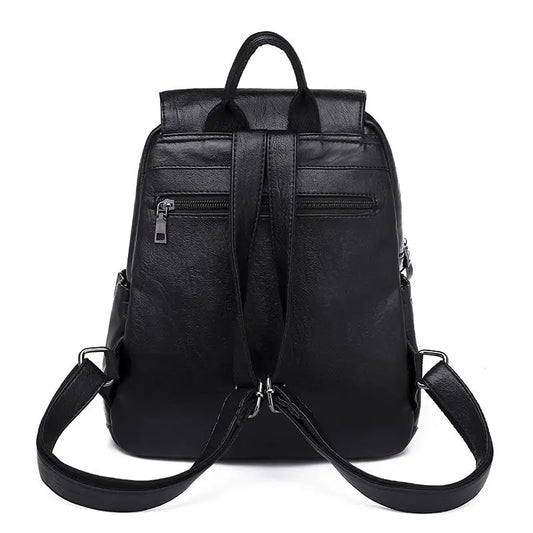 Women’s PU Leather Travel Backpack – Large Capacity
