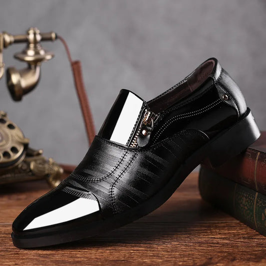 Men’s Business Formal Shoes – Classic Black Oxford Slip-On