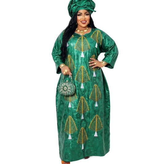 Women’s Embroidered Abaya Maxi Dress – Elegant Plus Size Party & Church Gown