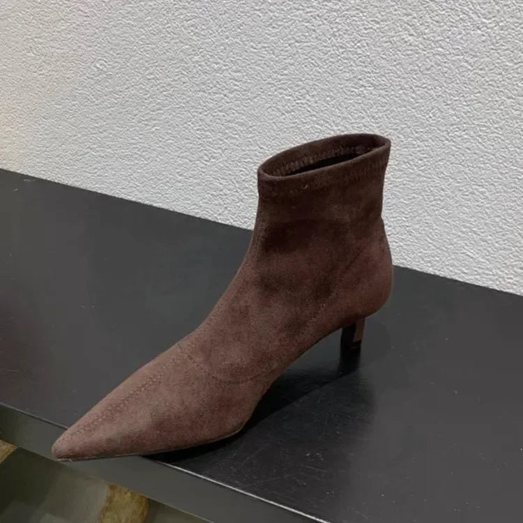 Ladies’ Fashion Ankle Boots – Solid Color, Back Zipper