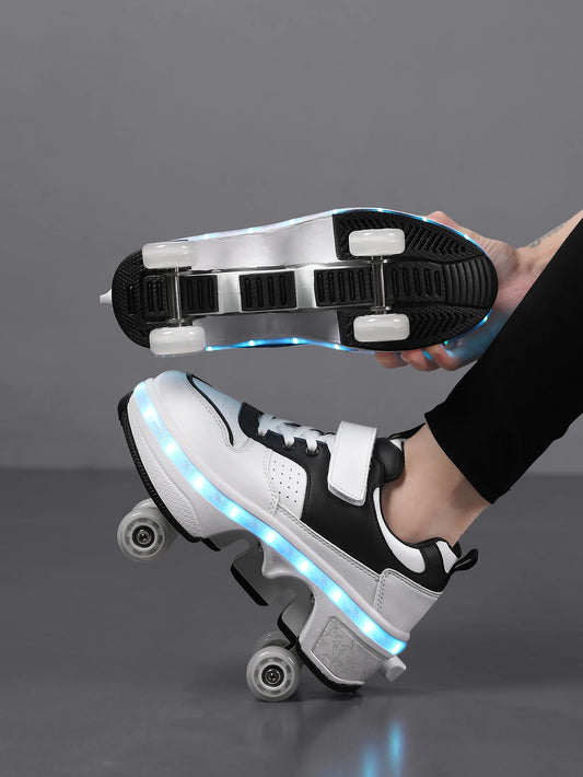 Kids Light-Up Roller Shoes – Automatic Bouncing Wheel Sneakers for Walking, Sports & Outdoor Play
