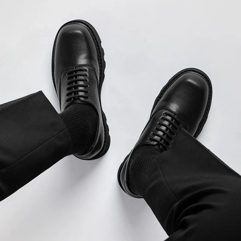 Men’s Summer Business Shoes – Solid Color Leather Low-Tops