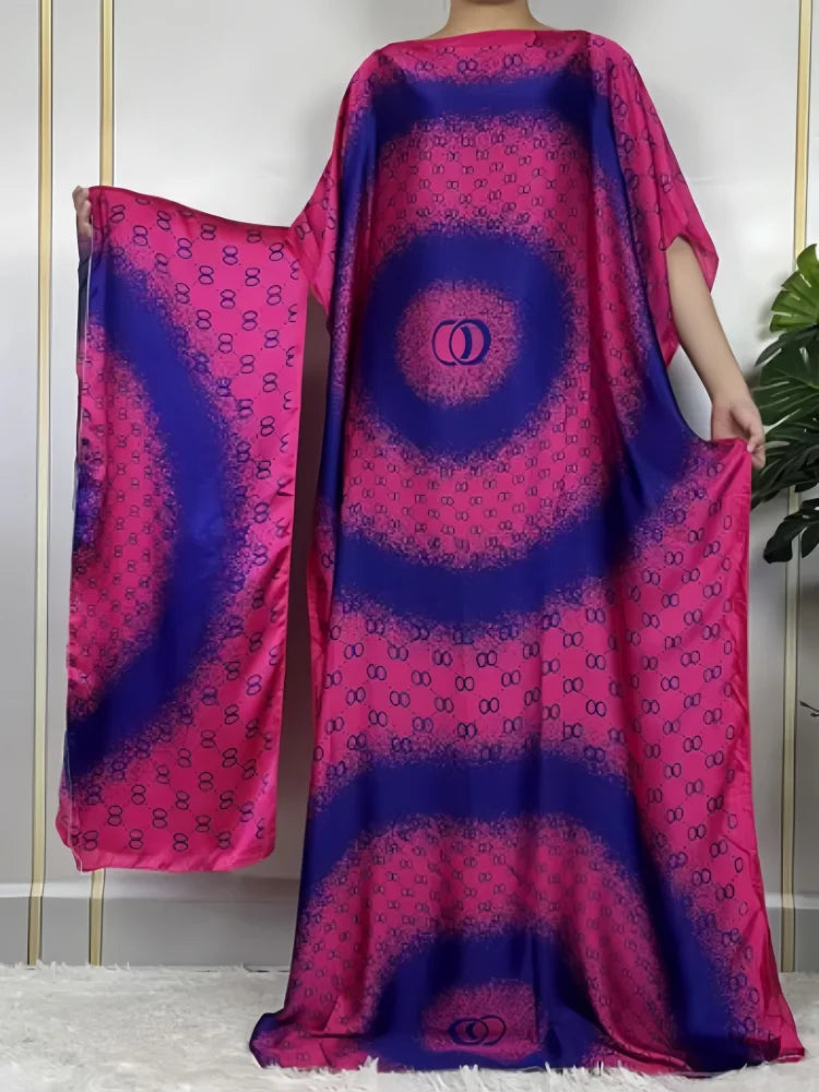 Women’s Elegant Printed Kaftan Maxi Dress – Luxury Long Modest Abaya Style