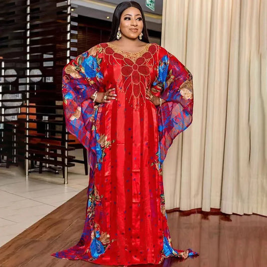 Women’s African Print Maxi Dress – Elegant Dashiki-Inspired Boubou & Abaya Style Gown