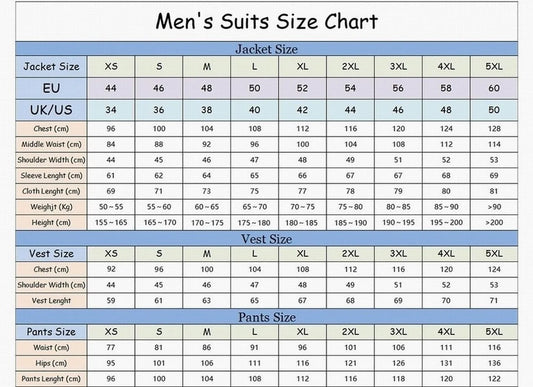 AMEHE Men’s White & Blue 3-Piece Suit – Blazer, Vest & Pants
