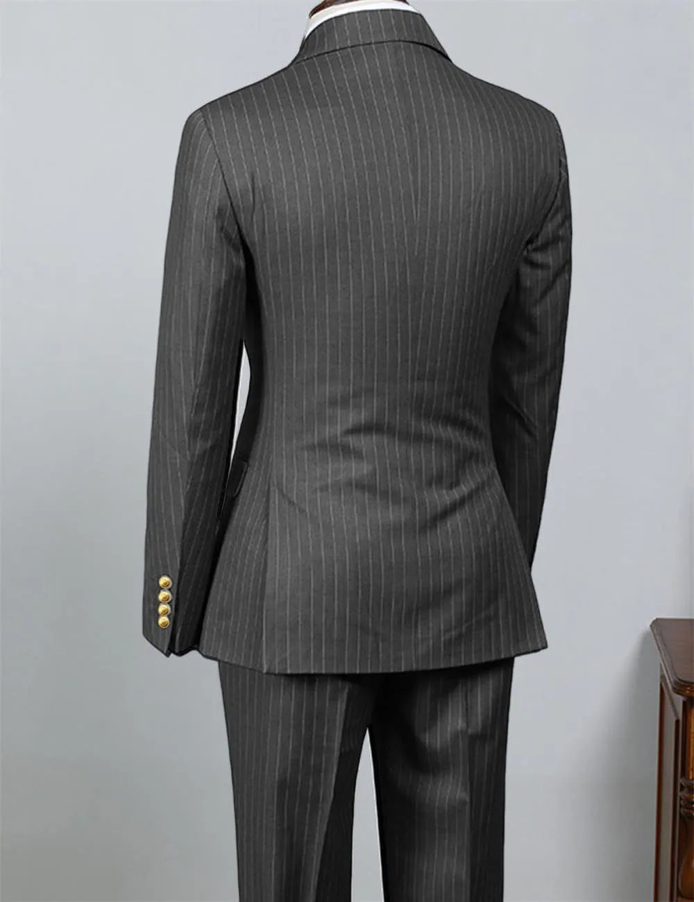 AMEHE Men’s Luxury Black Striped Suit