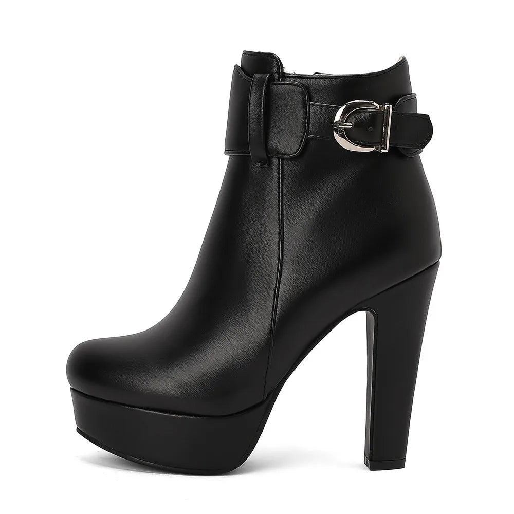 Women’s Fashion Platform Ankle Boots – Black/Red/White