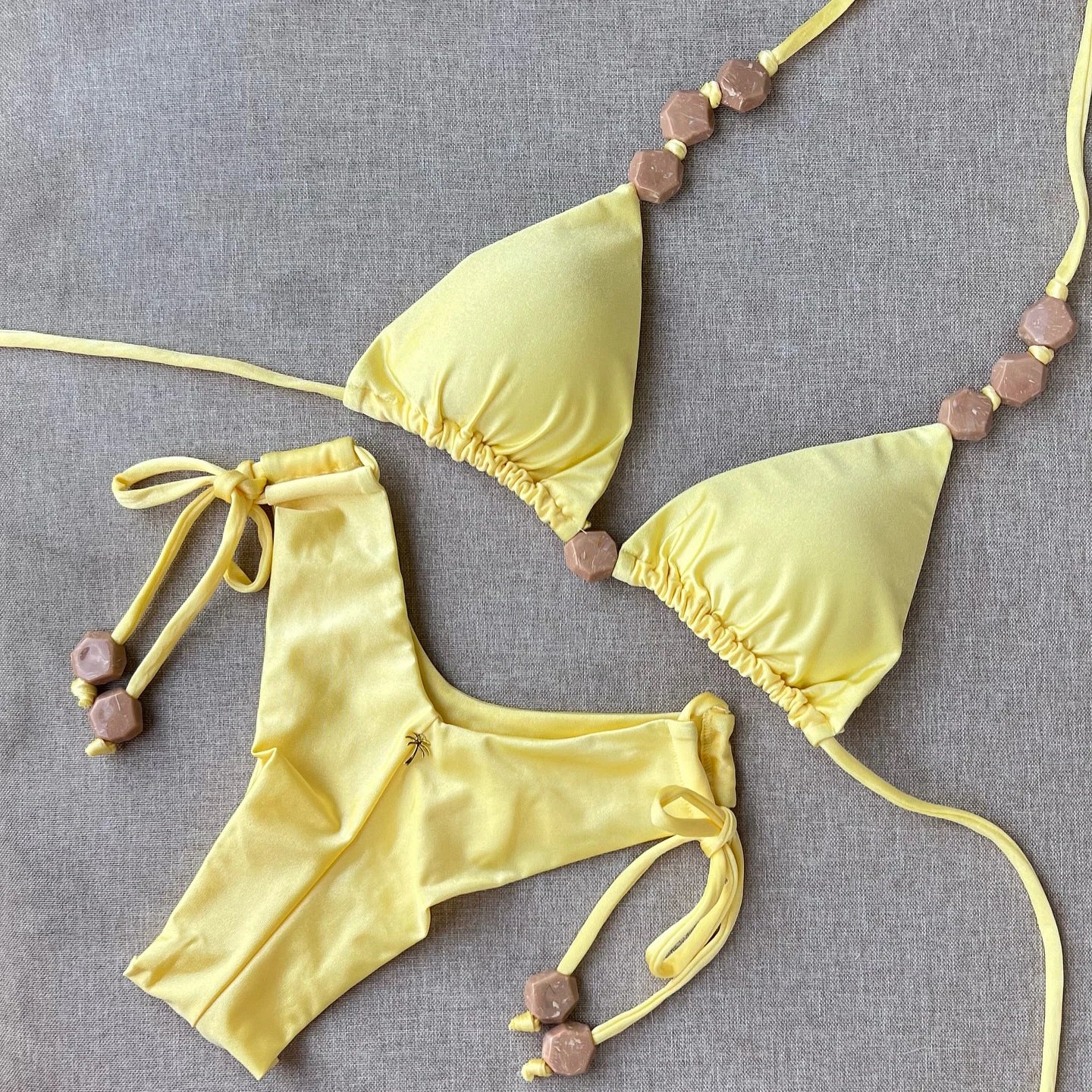 AMEHE Ring Detail Lace-Up Bandeau Two-Piece Bikini Swimsuit