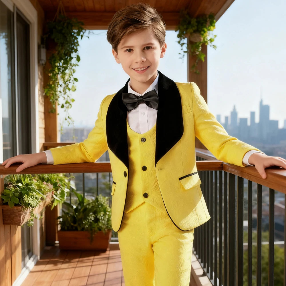 AMEHE Boys’ Luxury White Formal Suit