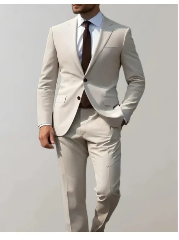AMEHE Men’s Slim 2-Piece Formal Suit – Spring to Winter