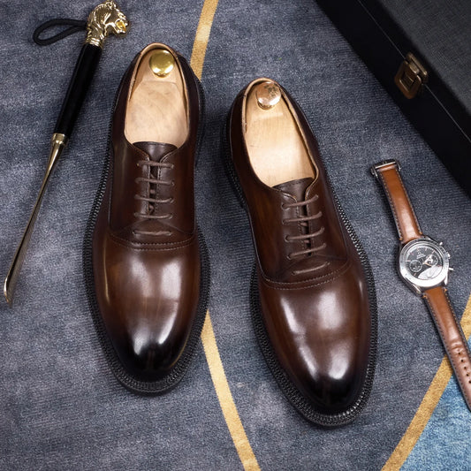 Men’s Formal Office Shoes – Solid Color Oxford Leather