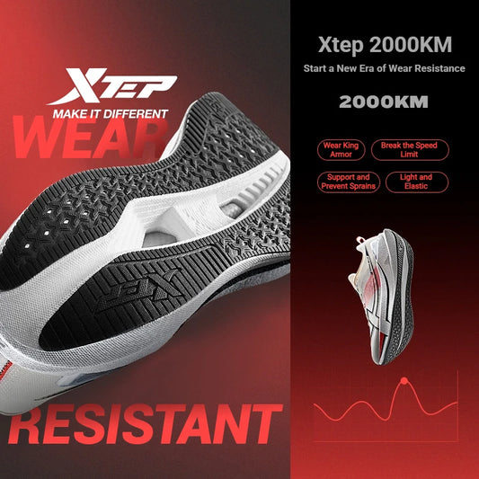 XTEP 2000KM 5.0 Running Shoes – Lightweight Cushioned Durable Sneakers for Jogging, Walking, Training & Everyday Wear (Wear-Resistant Performance Shoe)