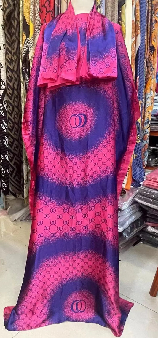 Women’s Elegant Printed Kaftan Maxi Dress – Luxury Long Modest Abaya Style