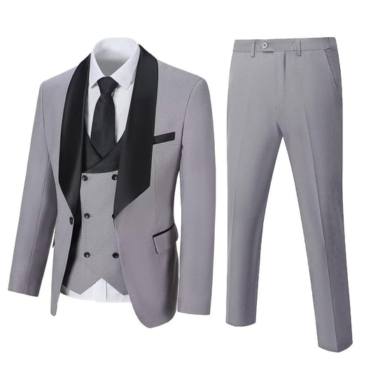 Men's Slim Fit 3-Piece Suit – Light Grey Wedding, Business & Prom Suit