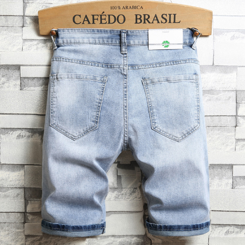 Men's Stretch Denim Embroidered Shorts