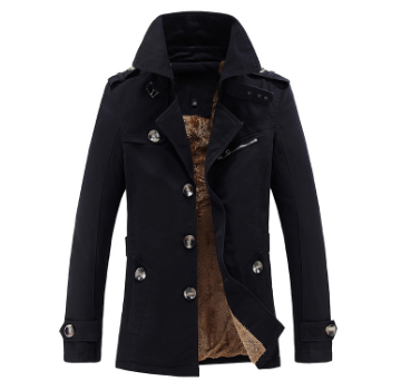 Men's Velvet Padded Trench Coat Mid-Length