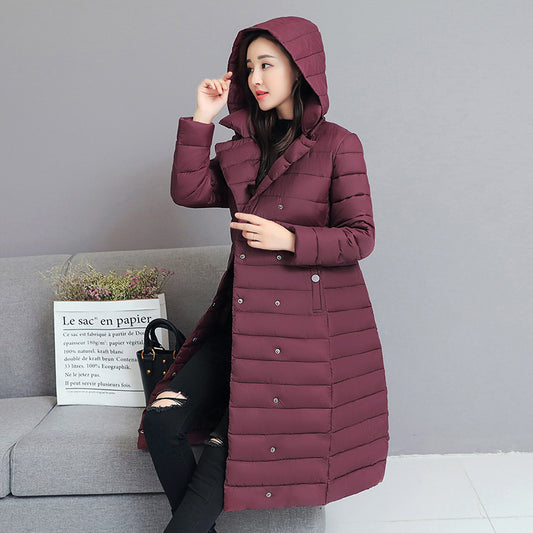 Chic Mid-Length Hooded Down Jacket