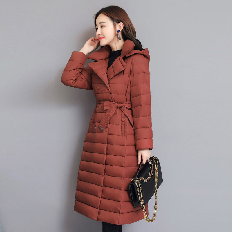 Chic Mid-Length Hooded Down Jacket