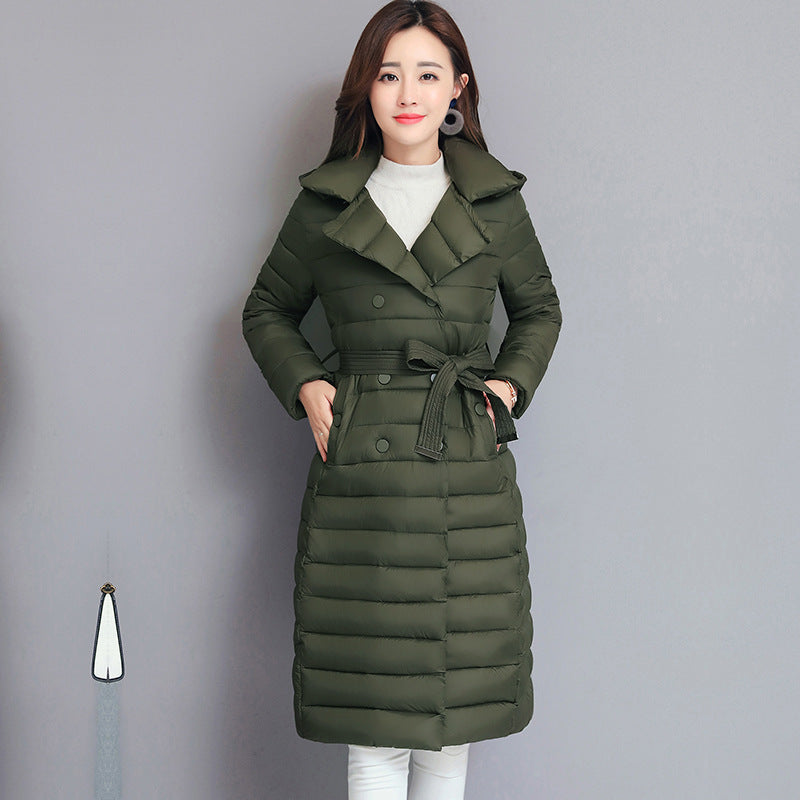 Chic Mid-Length Hooded Down Jacket