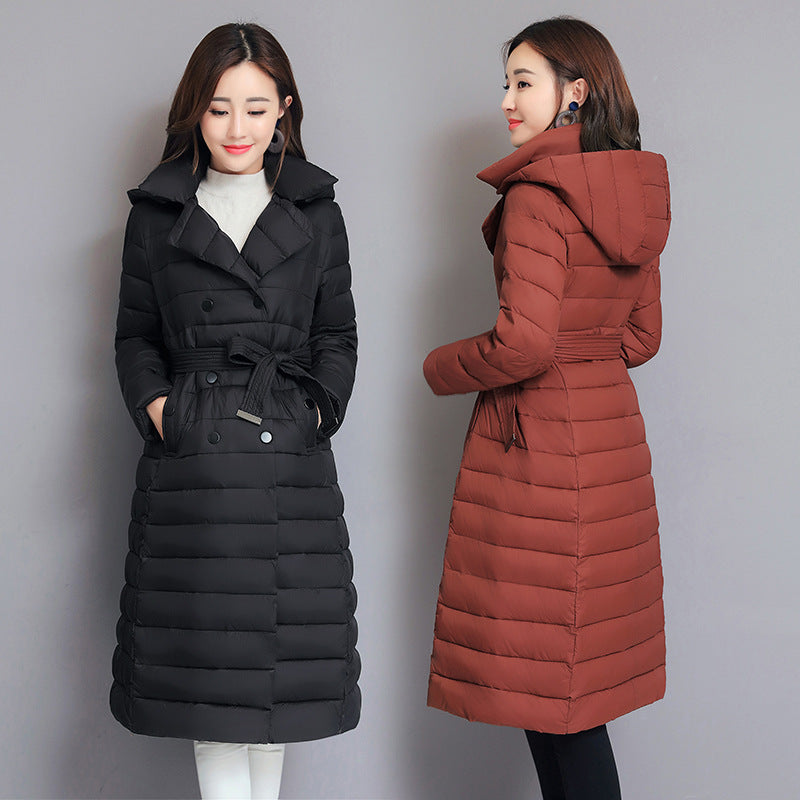 Chic Mid-Length Hooded Down Jacket