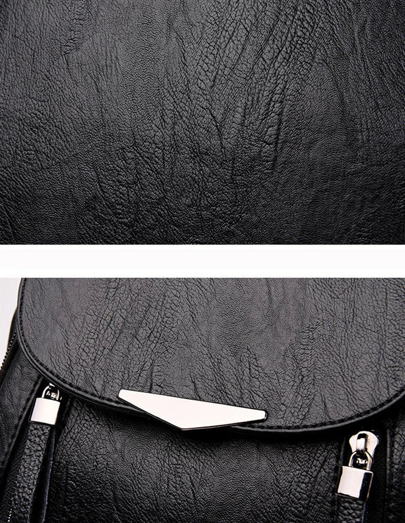 Women’s PU Leather Travel Backpack – Large Capacity