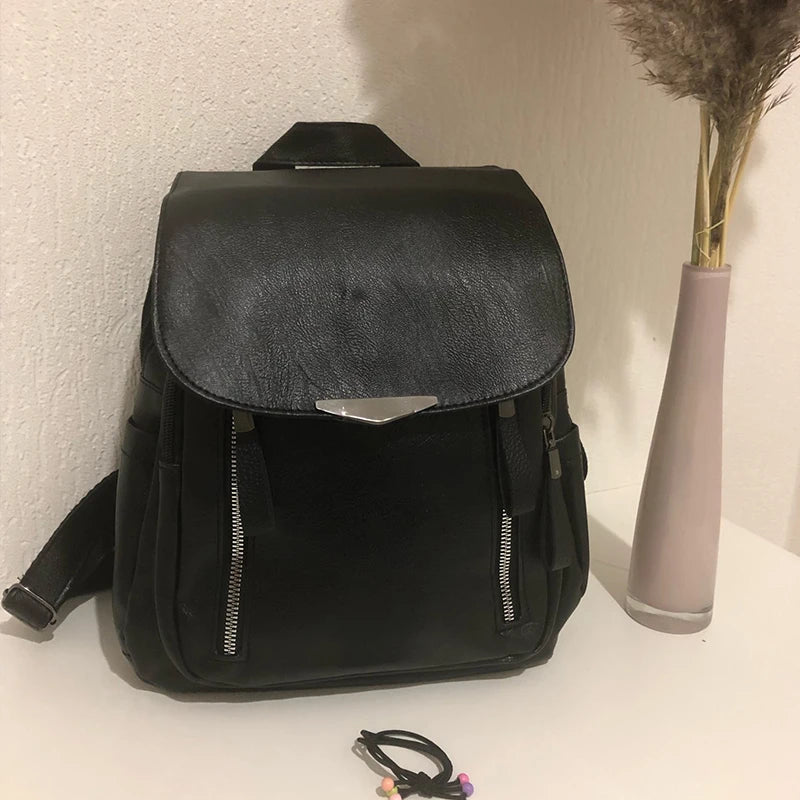 Women’s PU Leather Travel Backpack – Large Capacity