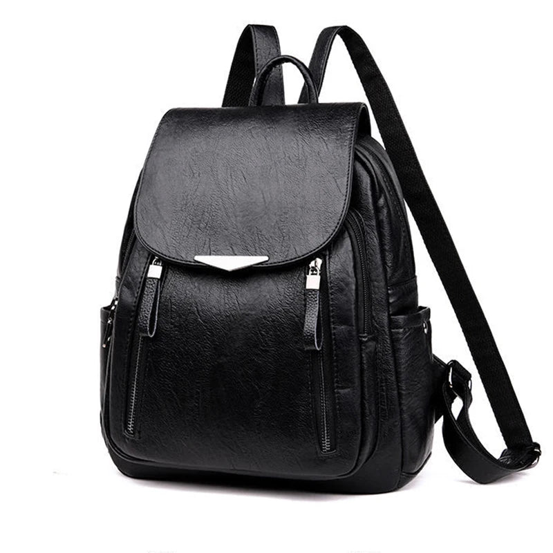 Women’s PU Leather Travel Backpack – Large Capacity