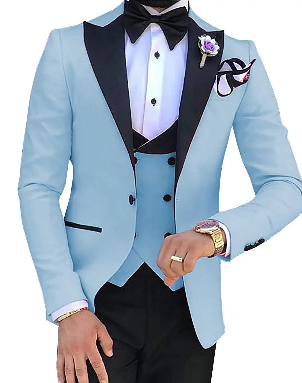 AMEHE Men’s Pink White 3-Piece Suit – Groom & Party Tuxedo