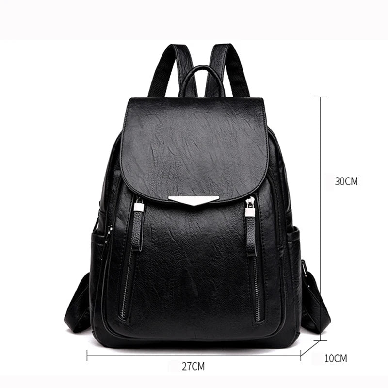 Women’s PU Leather Travel Backpack – Large Capacity