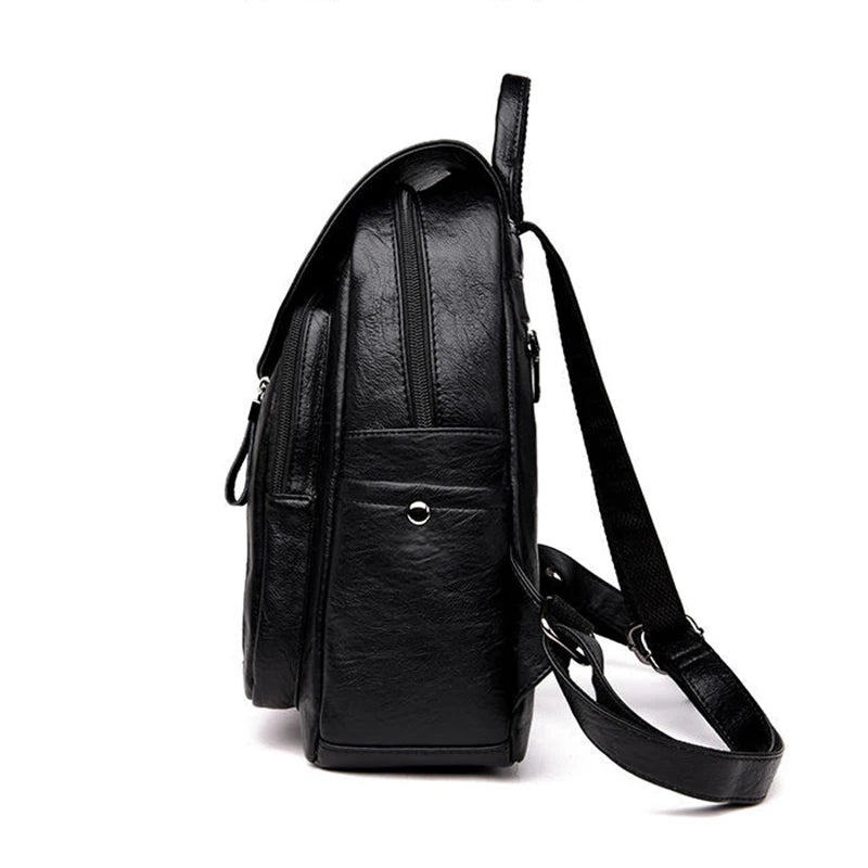 Women’s PU Leather Travel Backpack – Large Capacity
