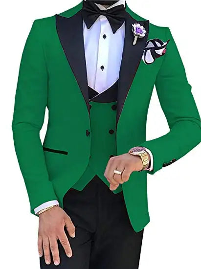 AMEHE Men’s Pink White 3-Piece Suit – Groom & Party Tuxedo