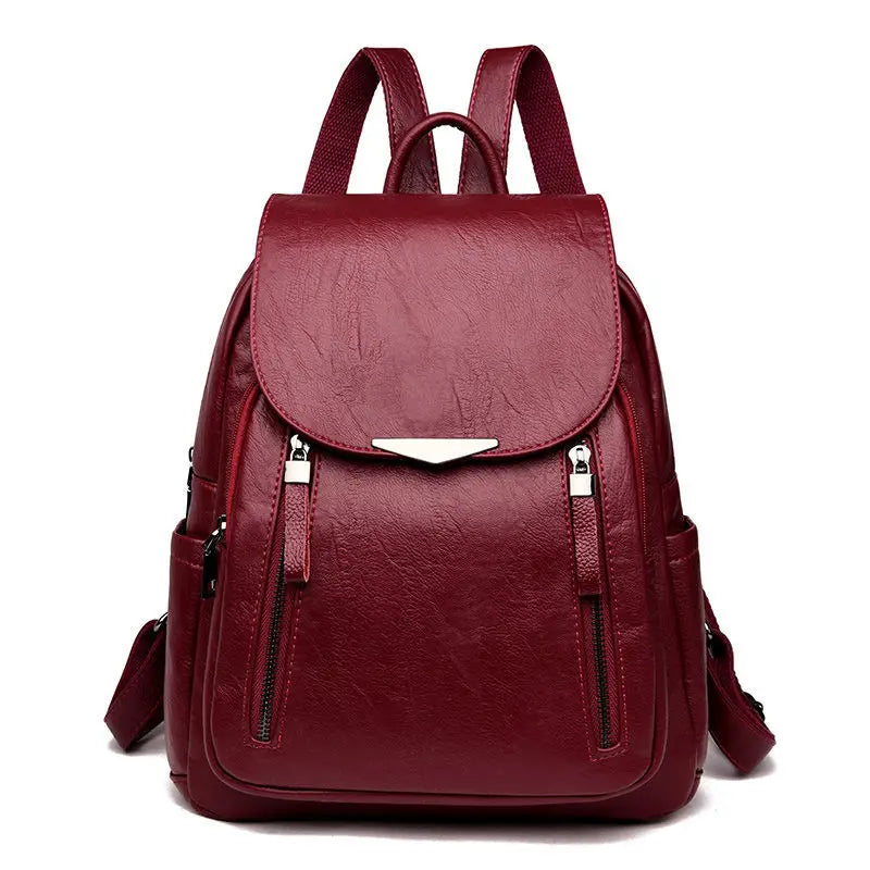 Women’s PU Leather Travel Backpack – Large Capacity