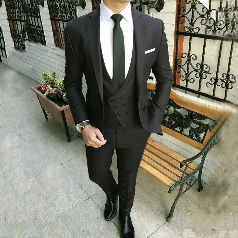 AMEHE Men’s Pink White 3-Piece Suit – Groom & Party Tuxedo