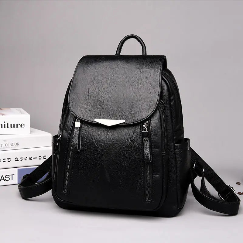 Women’s PU Leather Travel Backpack – Large Capacity