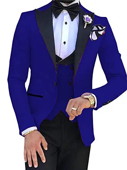 AMEHE Men’s Pink White 3-Piece Suit – Groom & Party Tuxedo