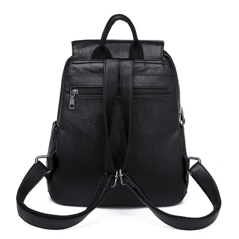 Women’s PU Leather Travel Backpack – Large Capacity