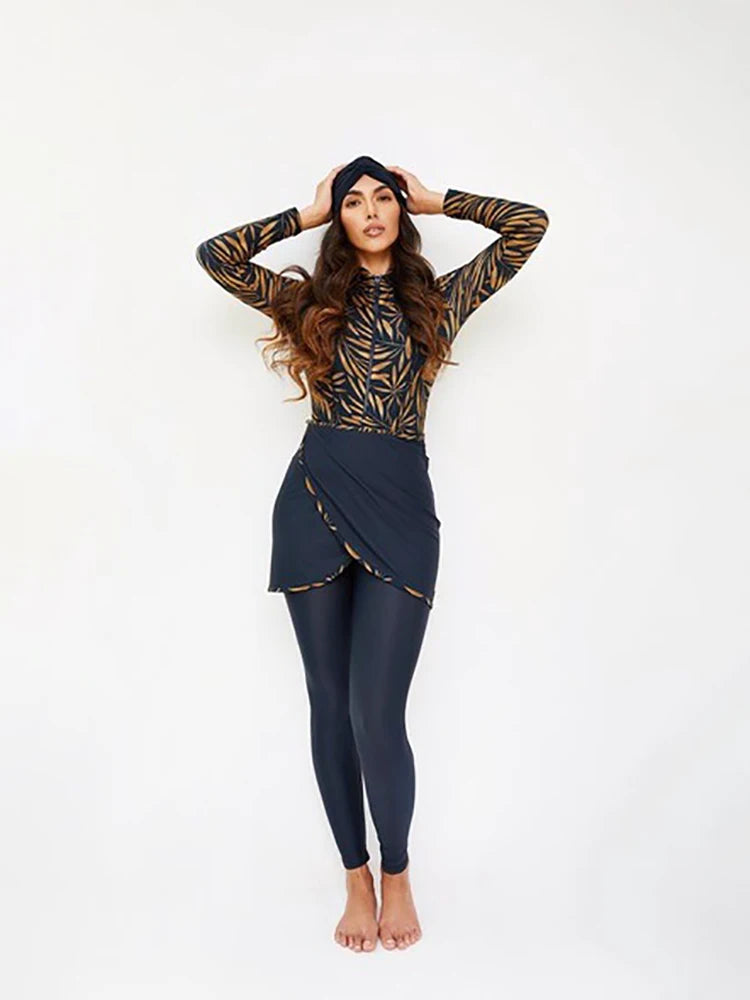 AMEHE Women's Modest Long-Sleeve Burkini Swimwear with Hijab
