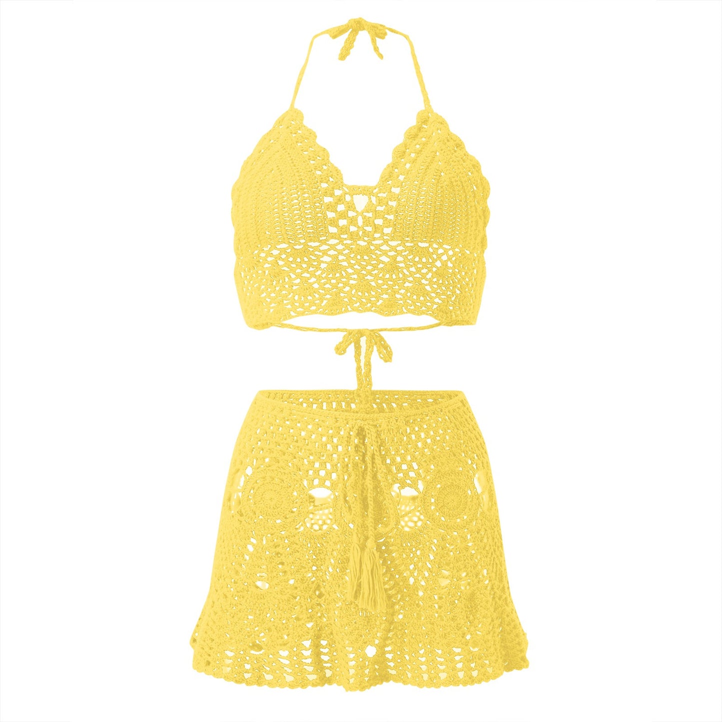 AMEHE Crochet Two-Piece Hollow-Out Bikini Swimsuit for Women