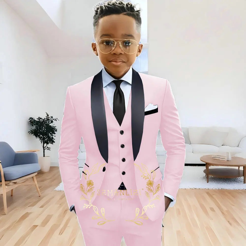 AMEHE Boys’ 3-Piece Navy Blue Formal Suit