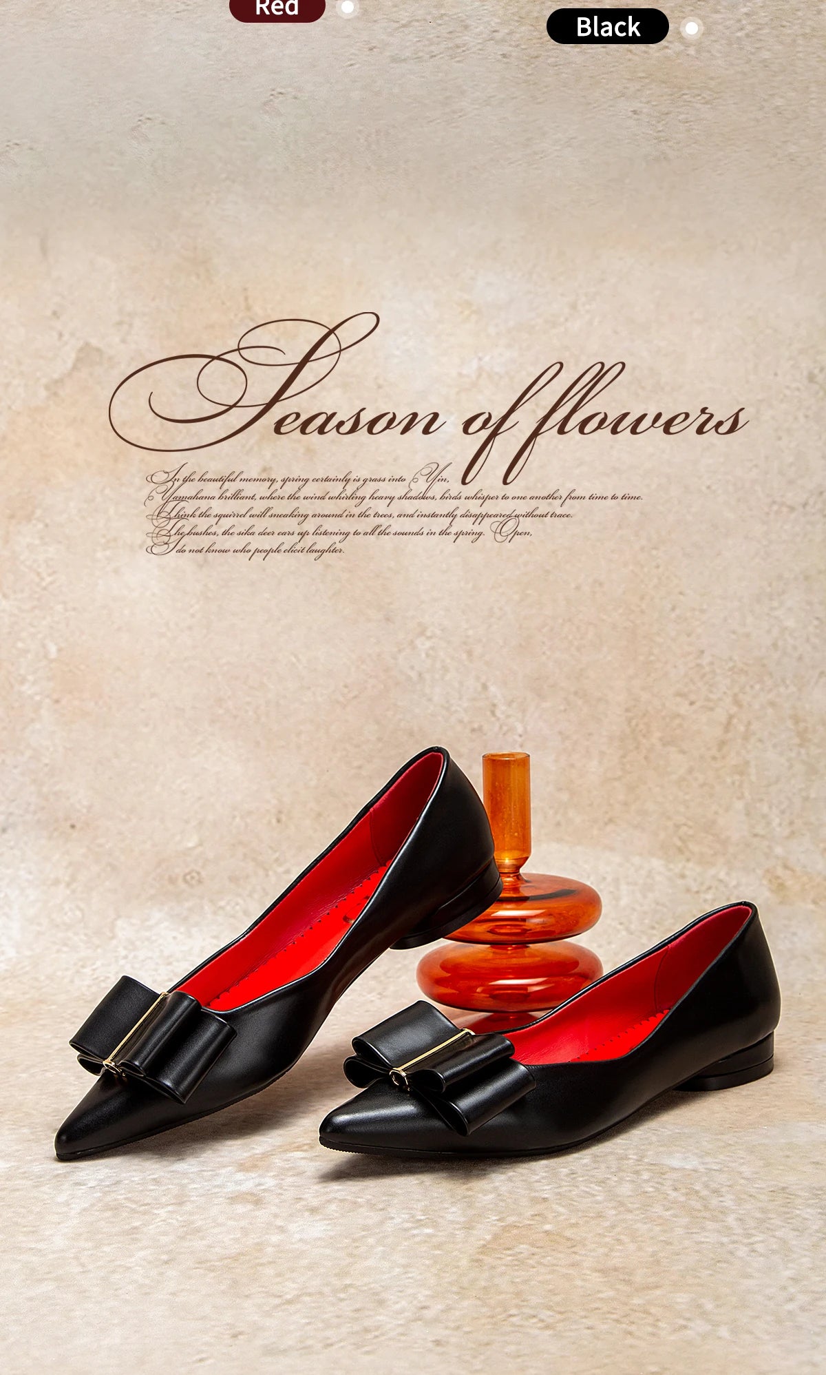 Women’s Fashion Flats – PU Leather, Bowknot Design