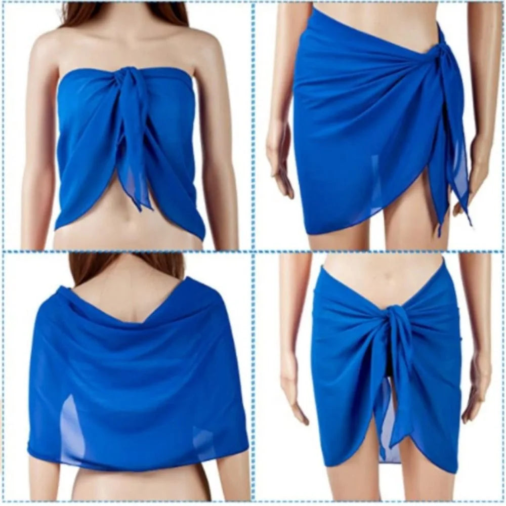 AMEHE Women's Sheer Chiffon Sarong Wrap Beach Cover-Up Skirt