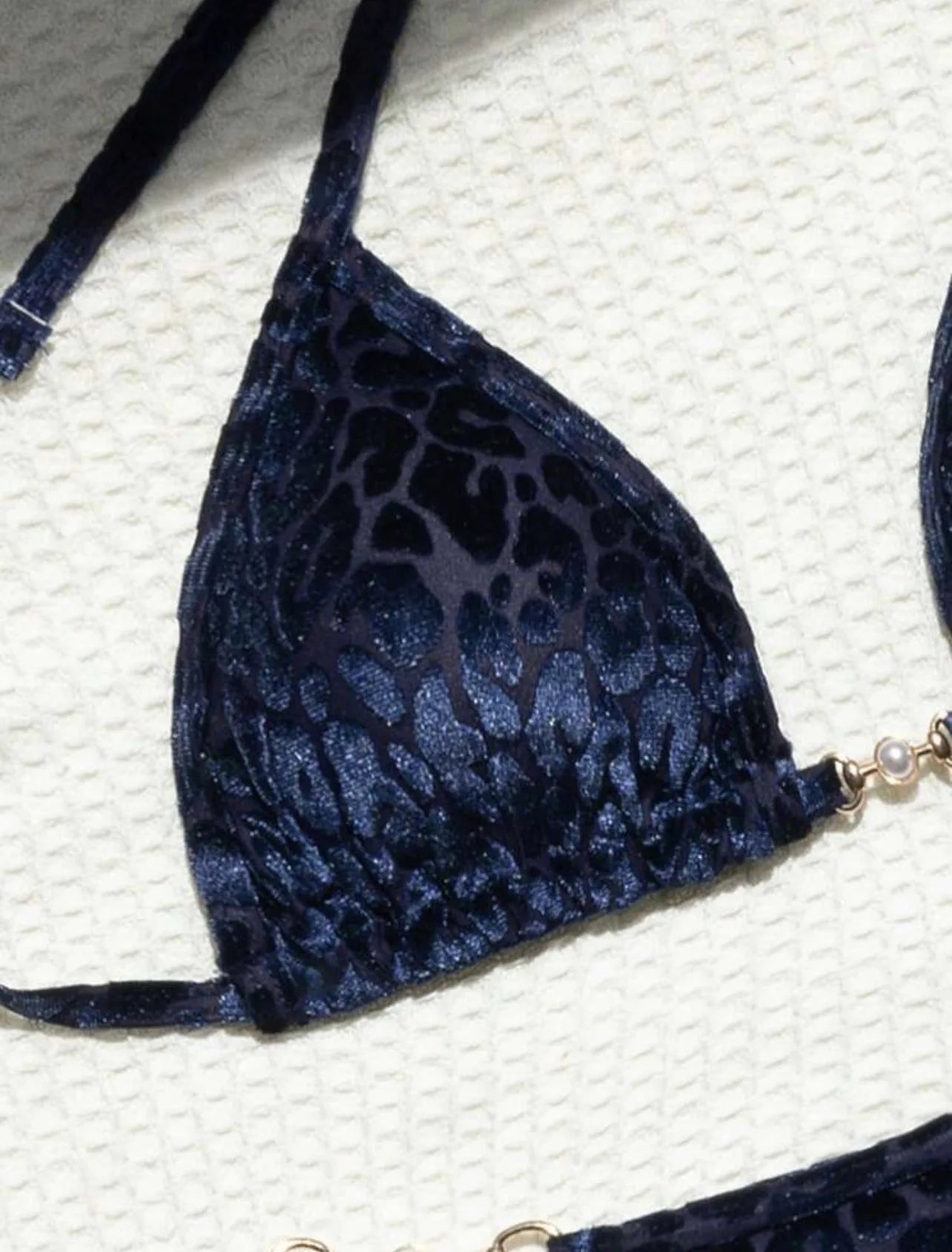 AMEHE Leopard Print Velvet Halter Two-Piece Bikini Swimsuit