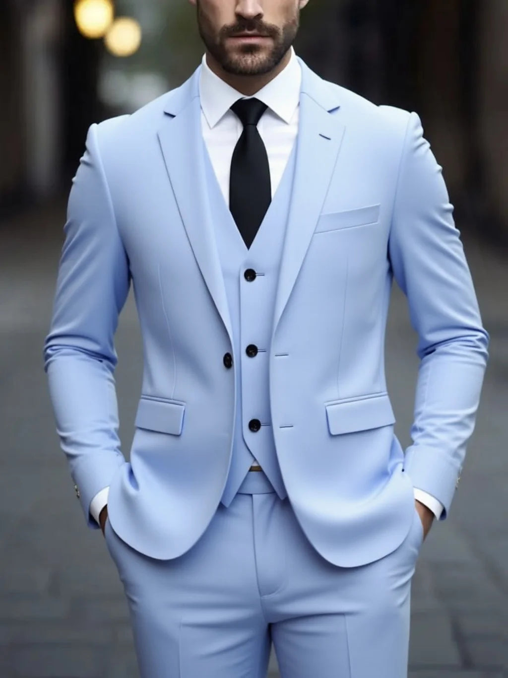 AMEHE Men’s White Anti-Stick, No-Iron 3-Piece Suit