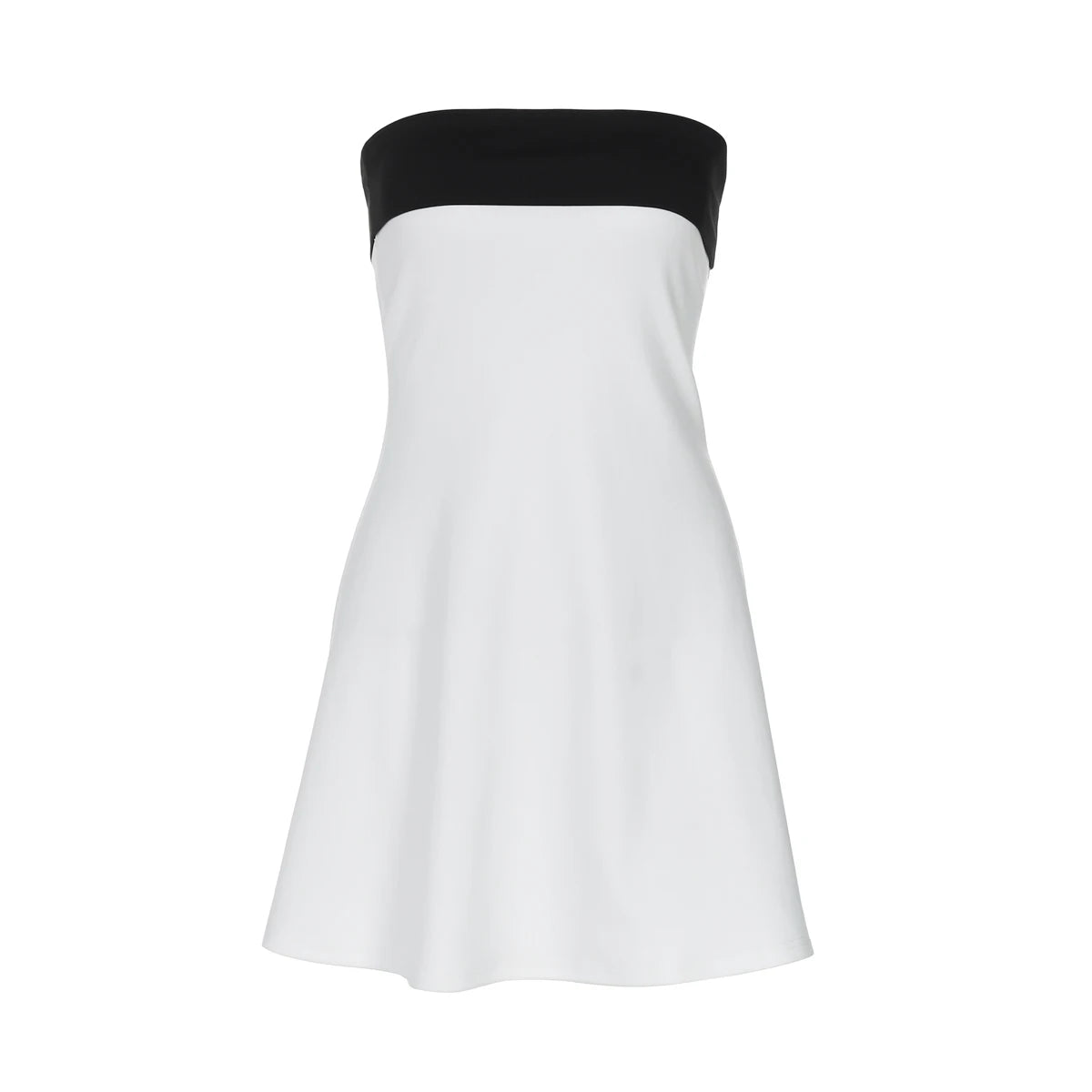 AMEHE Women's Color Block Strapless Patchwork Bodycon Mini Dress