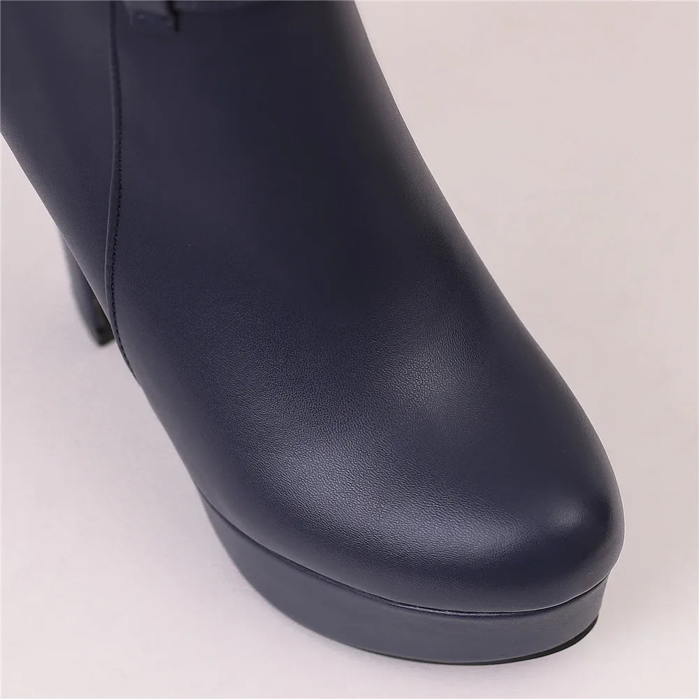 Women’s Fashion Platform Ankle Boots – Black/Red/White
