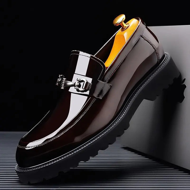 Classic Men’s Office Shoes – Shiny Round-Toe Dress Shoes