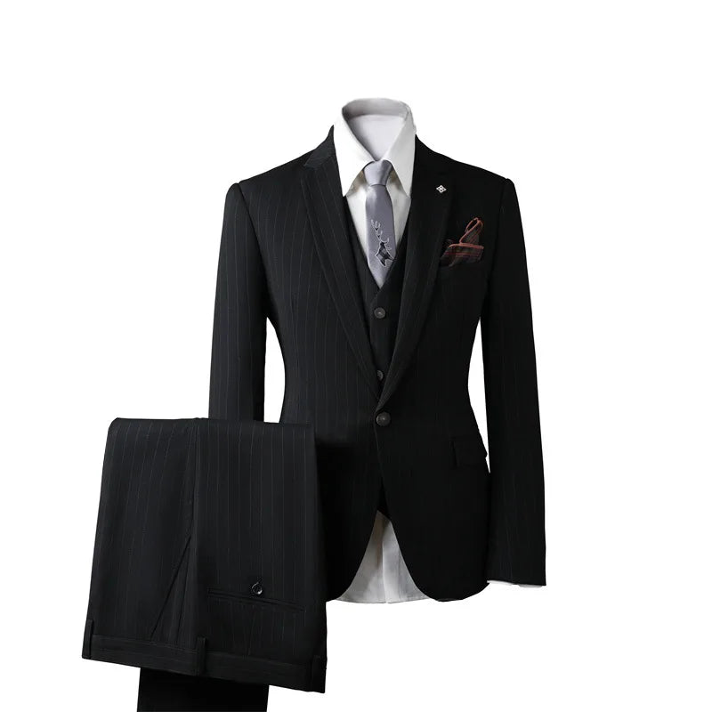 AMEHE British Striped 3-Piece Men’s Suit