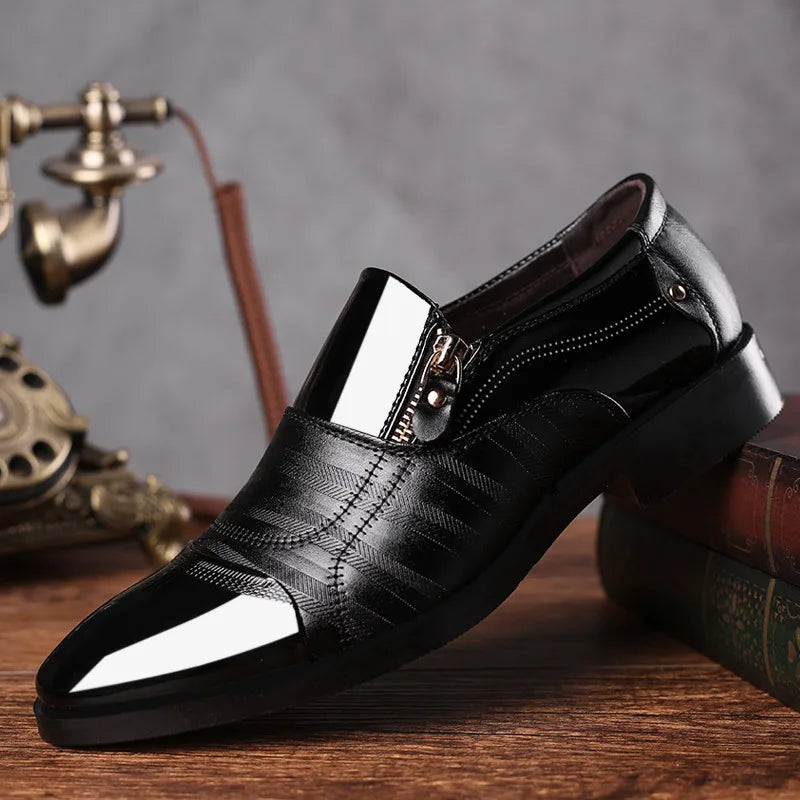 Men’s Business Formal Shoes – Classic Black Oxford Slip-On