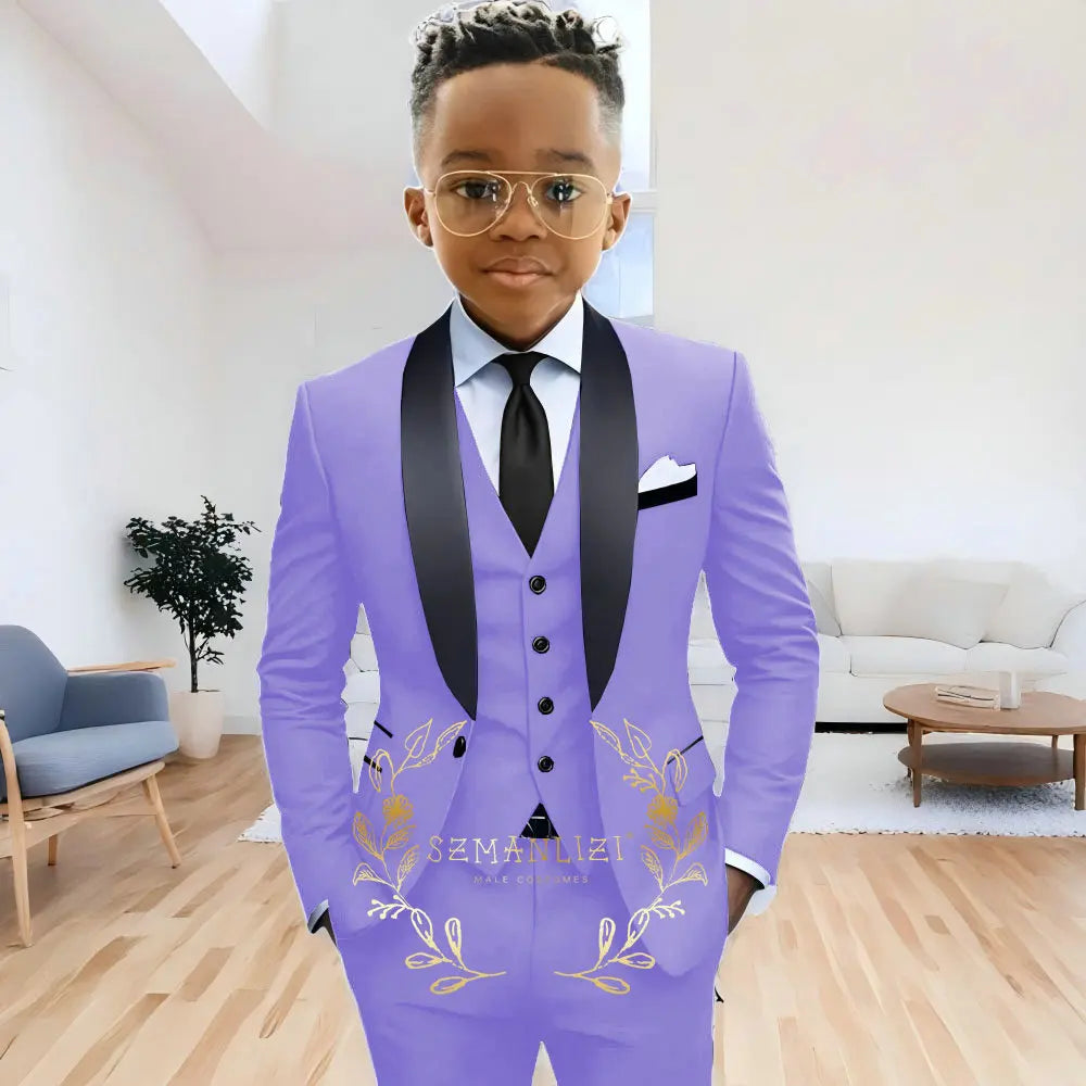 AMEHE Boys’ 3-Piece Navy Blue Formal Suit