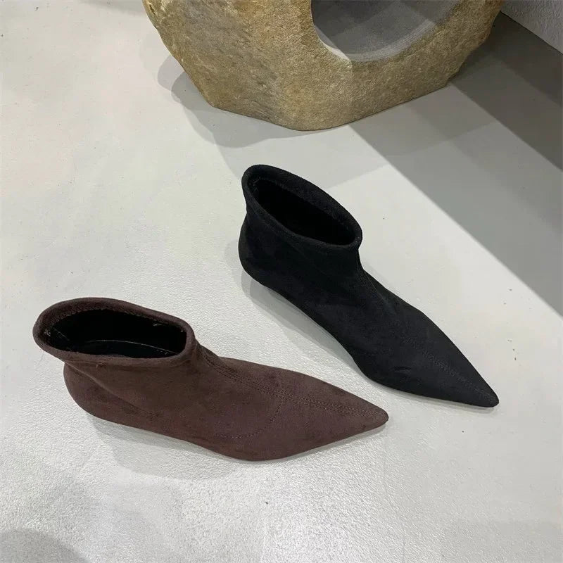 Ladies’ Fashion Ankle Boots – Solid Color, Back Zipper